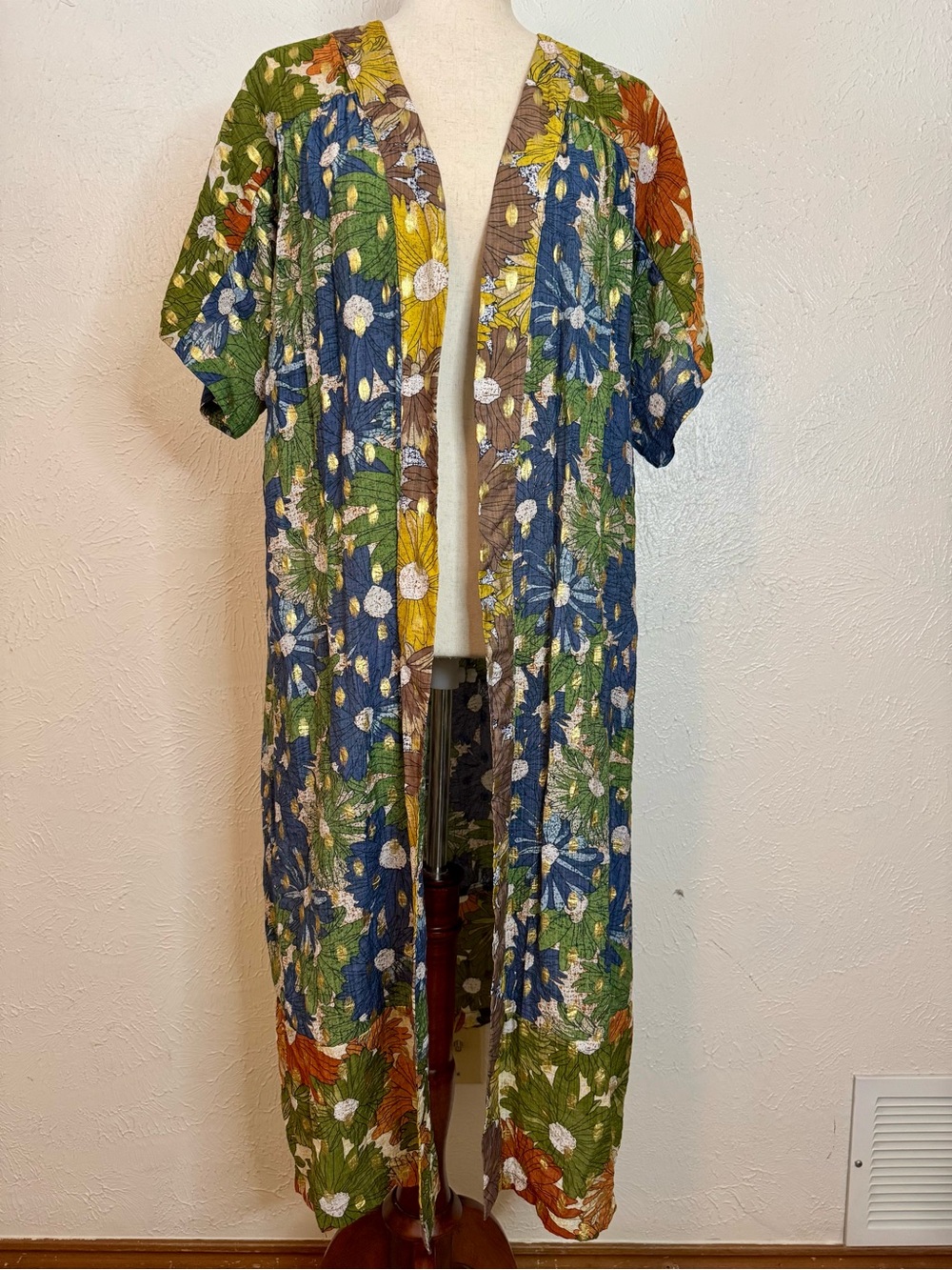 Current Air Los Angeles Floral Multicolor Lightweight Open Front Duster